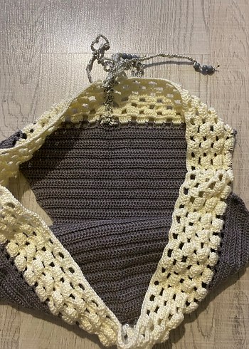 Sarı Örgü Bohem Büstiyer bikini üstü ve altı - Görsel 5