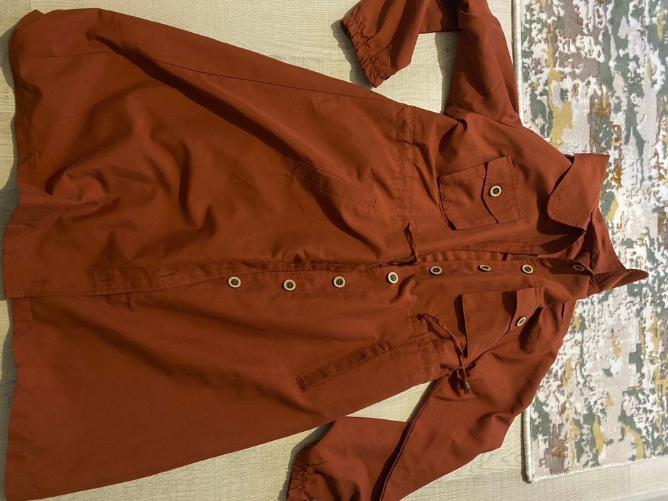 Kadın Düğmeli Uzun Kahverengi Trençkot - Görsel 2