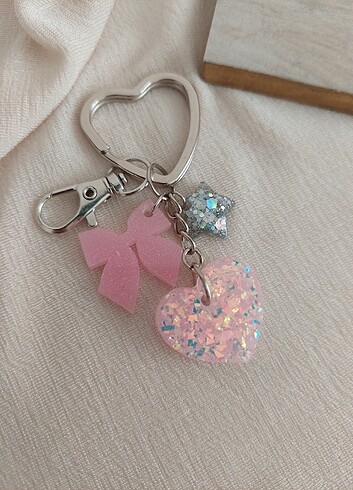 Mini Kalp Charm Anahtarlık Çanta Süsü 