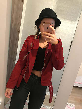 s Beden kırmızı Renk Zara süet ceket 