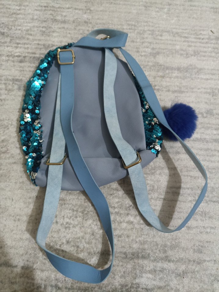 Pul İşlemeli Kelebekli Mavi Çanta - Görsel 2