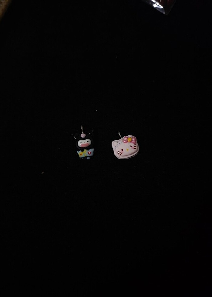 Hello Kitty ve Kuromi Charm Kolye Ucu Bileklik Küpe - Görsel 3