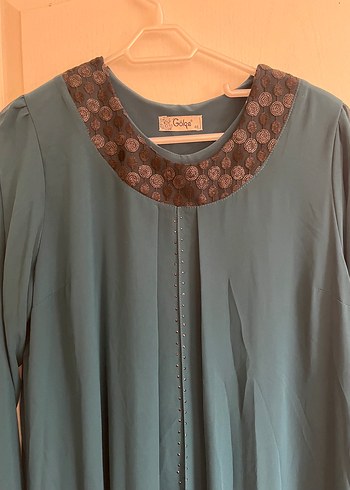 Uzun Turkuaz Kadın Elbise - Görsel 4