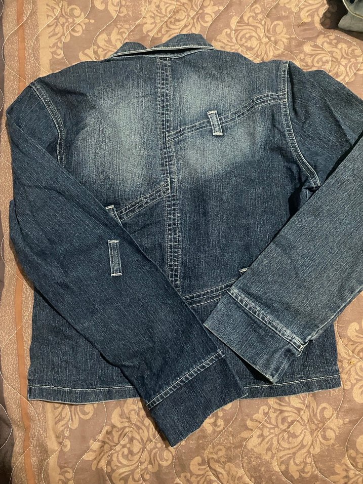 Düğmeli Kadın Denim Ceket, Normal Boy, Lacivert - Görsel 2