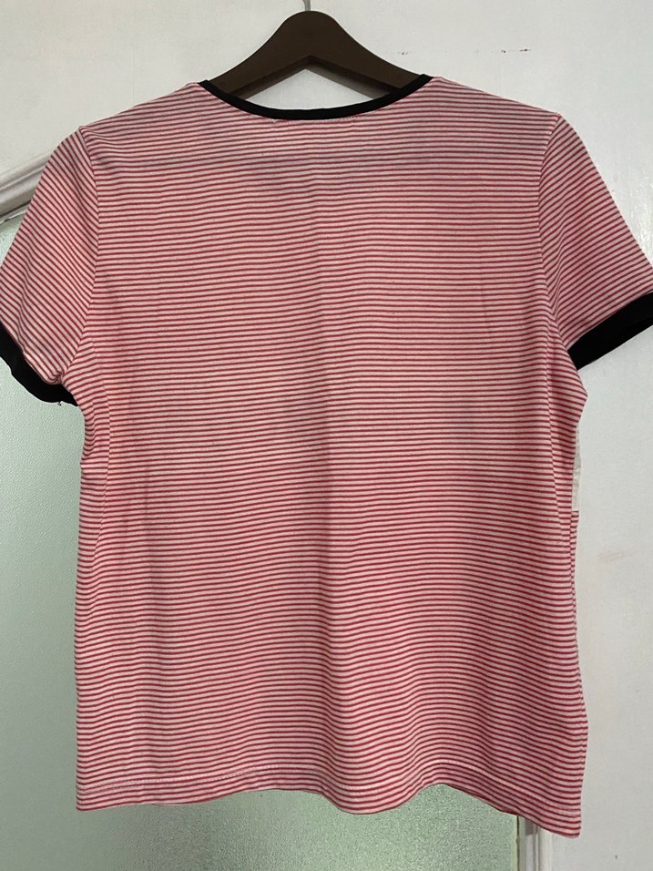 Pembe Çizgili Mon Amour Tişört S - Görsel 2