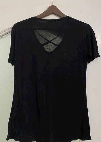 V-Yaka Siyah Kadın Tişört M -L - Görsel 2
