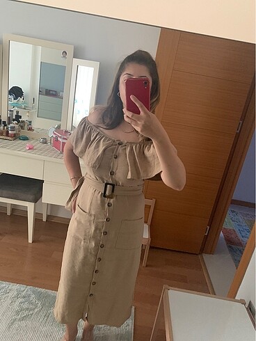 38 Beden camel Renk Lcw midi boy elbise