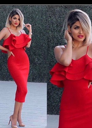 Bershka Kırmızı kalem elbise