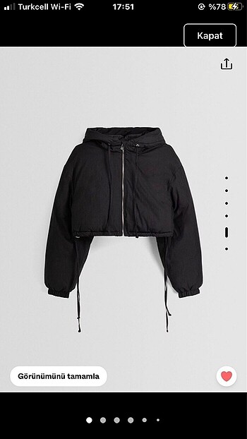 xs Beden siyah Renk Bershka siyah şişme mont
