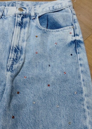 Bershka taşlı denim pantolon - Görsel 3