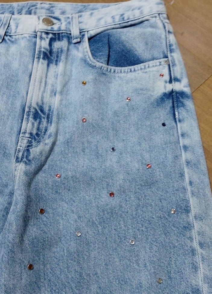 Bershka taşlı denim pantolon - Görsel 3