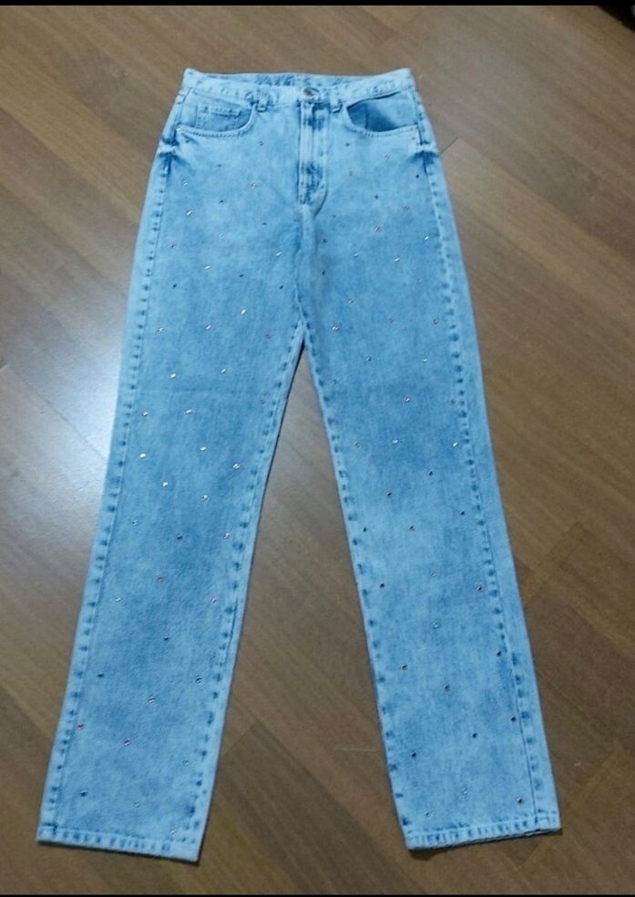 Bershka taşlı denim pantolon - Görsel 4