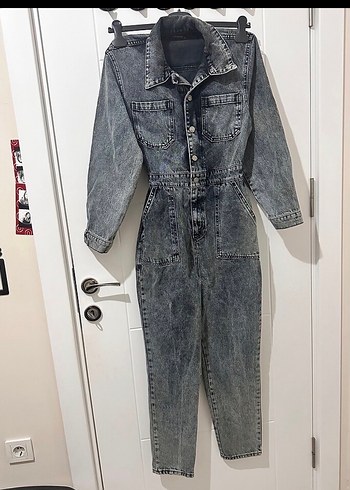 Gri Denim Kadın Tulum - Görsel 2