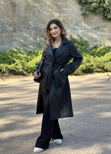 42 Beden Deri astarli trench