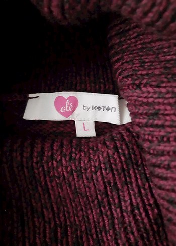 Bordo Yüksek Yakalı Örgü Kadın tunik Kazak - Görsel 5