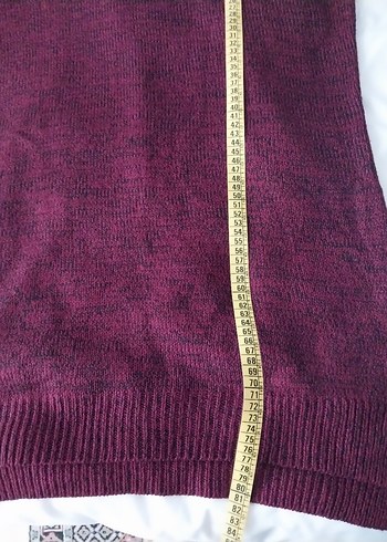 Bordo Yüksek Yakalı Örgü Kadın tunik Kazak - Görsel 8