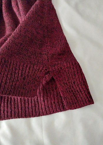 Bordo Yüksek Yakalı Örgü Kadın tunik Kazak - Görsel 6