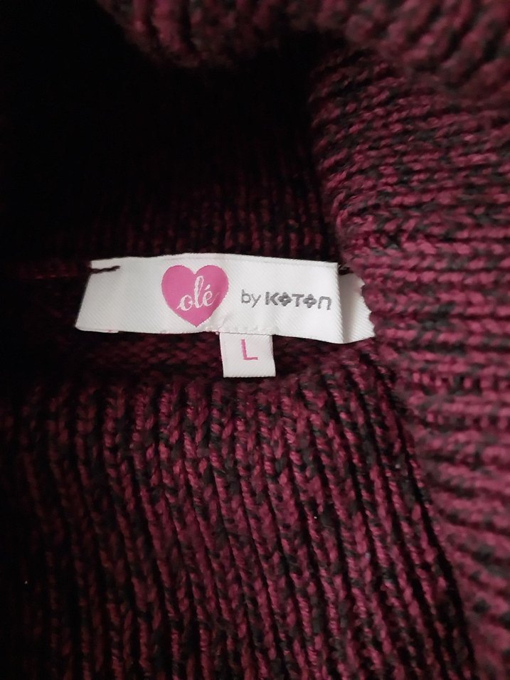 Bordo Yüksek Yakalı Örgü Kadın tunik Kazak - Görsel 5