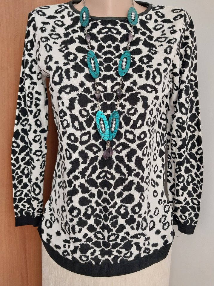 LCW Grace Leopar Desenli Bisiklet Yaka Kazak - Görsel 4