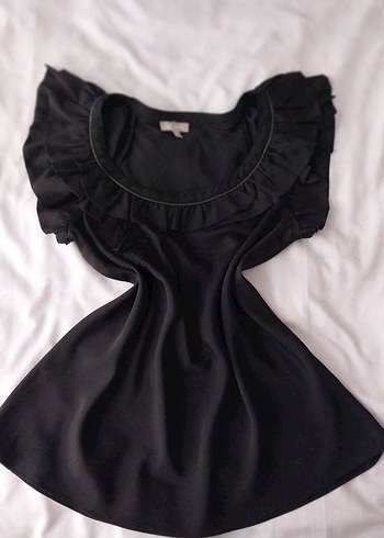 TWIST Şahane fırfırlı siyah ofis bluz - Görsel 3