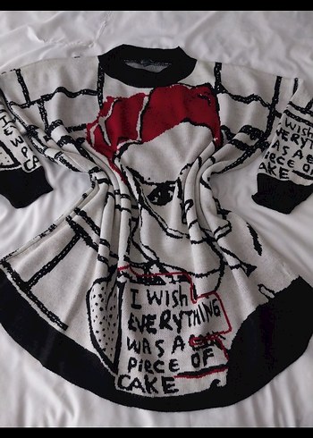 Kadın Baskılı Oversize geniş kesim kazak - Görsel 4