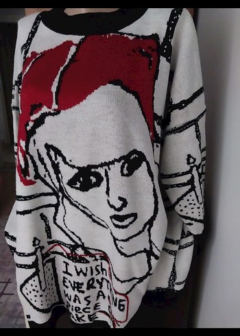 Kadın Baskılı Oversize geniş kesim kazak - Görsel 2