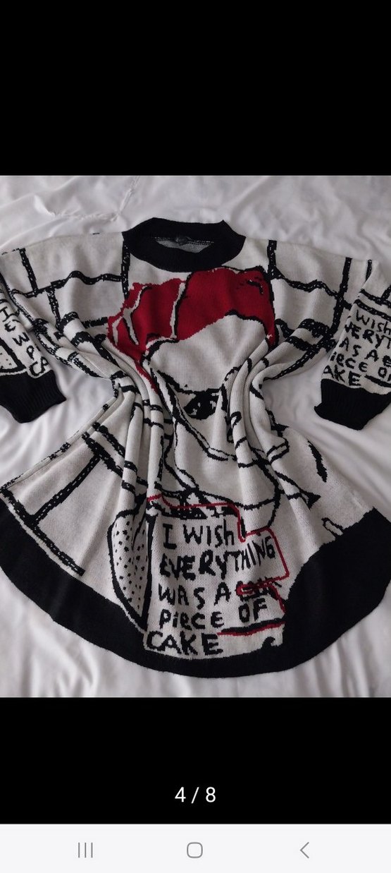 Kadın Baskılı Oversize geniş kesim kazak - Görsel 4