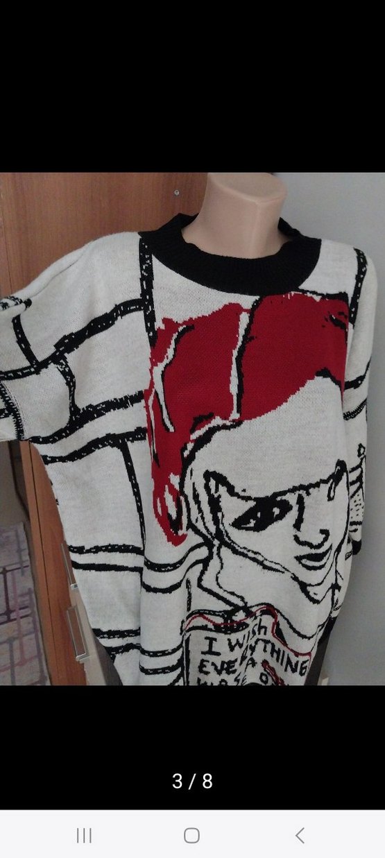 Kadın Baskılı Oversize geniş kesim kazak - Görsel 3