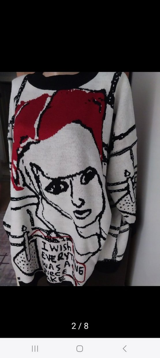 Kadın Baskılı Oversize geniş kesim kazak - Görsel 2