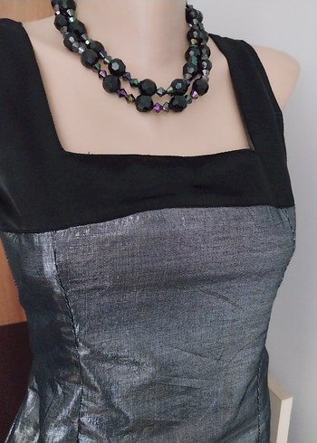 Şahane kare yaka lame mini after elbise - Görsel 3