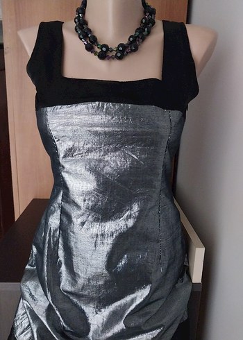 Şahane kare yaka lame mini after elbise - Görsel 2