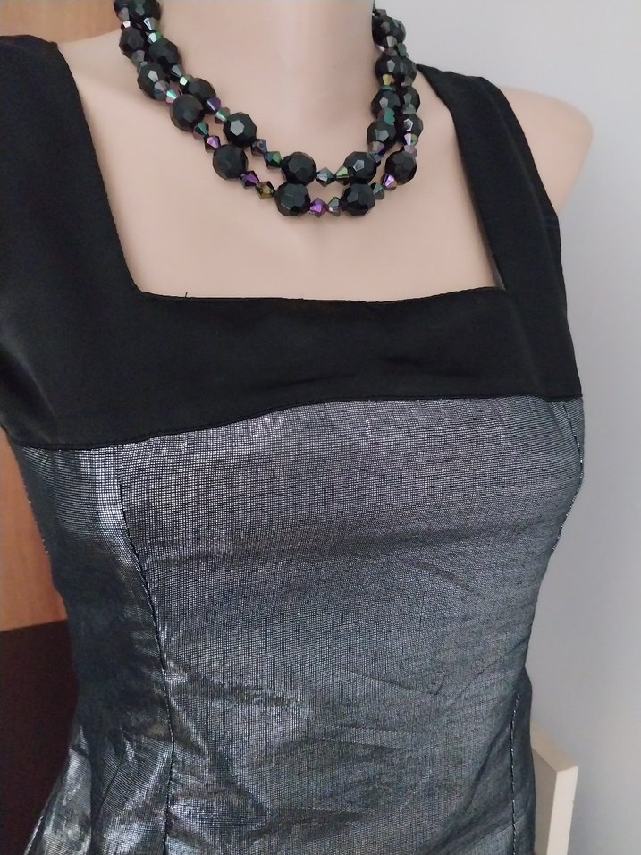 Şahane kare yaka lame mini after elbise - Görsel 3