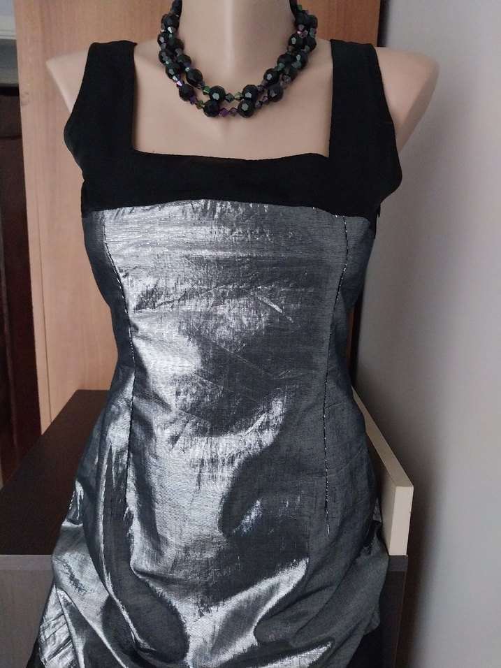 Şahane kare yaka lame mini after elbise - Görsel 2