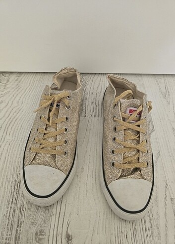 38 Beden altın Renk Altın sarısı simli Converse Ayakkabı