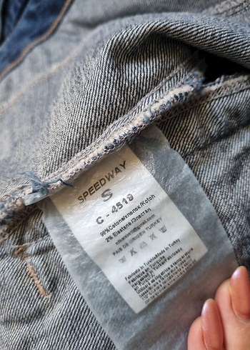 s Beden mavi Renk Düğmeli Mavi Kadın Denim Ceket
