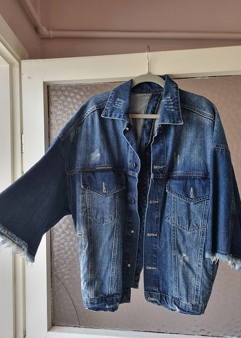 Diğer Düğmeli Mavi Kadın Denim Ceket