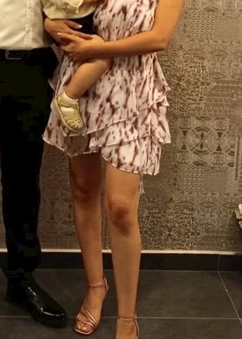 s Beden Mor Baggy Mini Elbise Drapeli