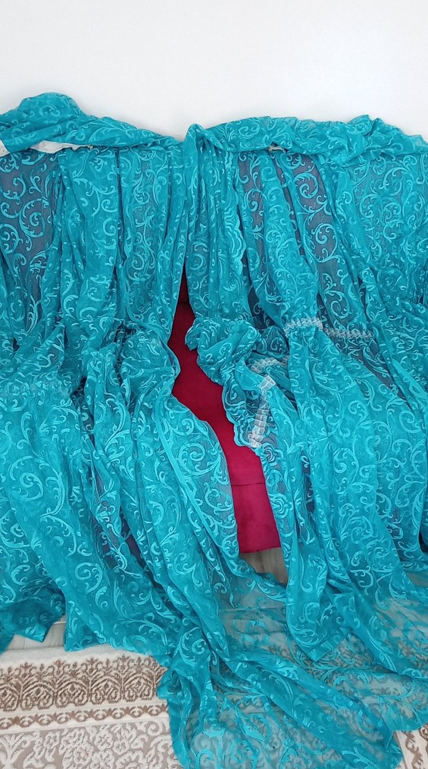 İşlemeli Turkuaz Bohem Perde - Görsel 3