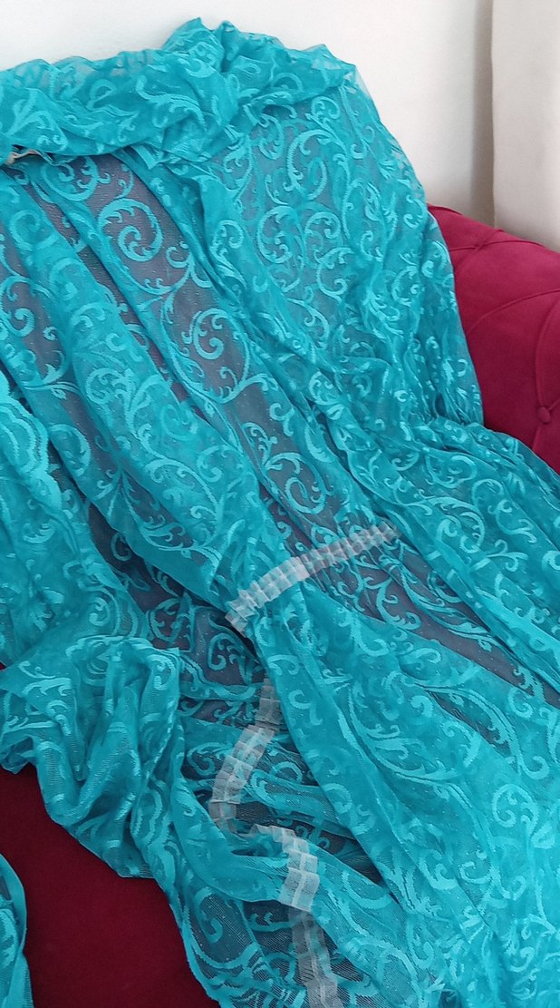 İşlemeli Turkuaz Bohem Perde - Görsel 5