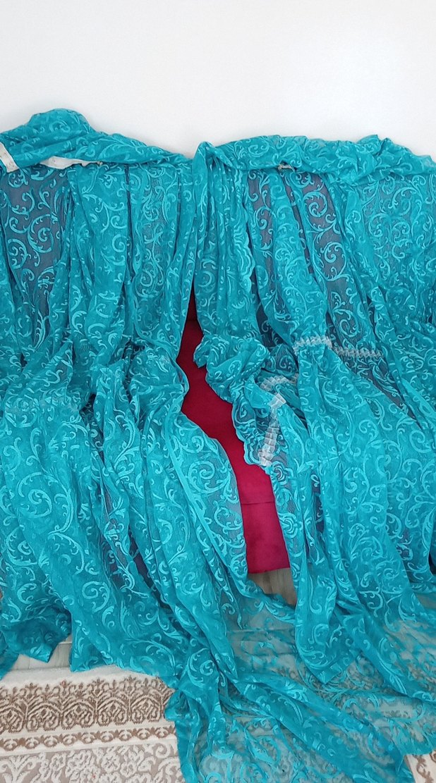 İşlemeli Turkuaz Bohem Perde - Görsel 2