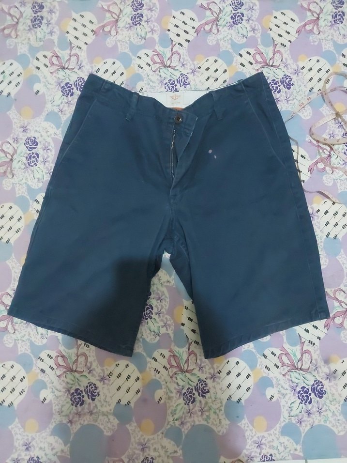 Erkek Lacivert ince kot şort  - Görsel 2