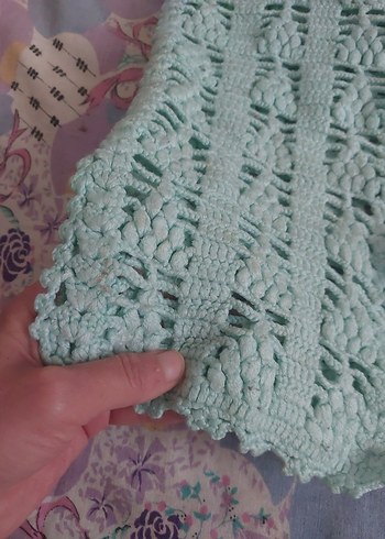 Kız Çocuk yeşil örgü yelek - Görsel 2