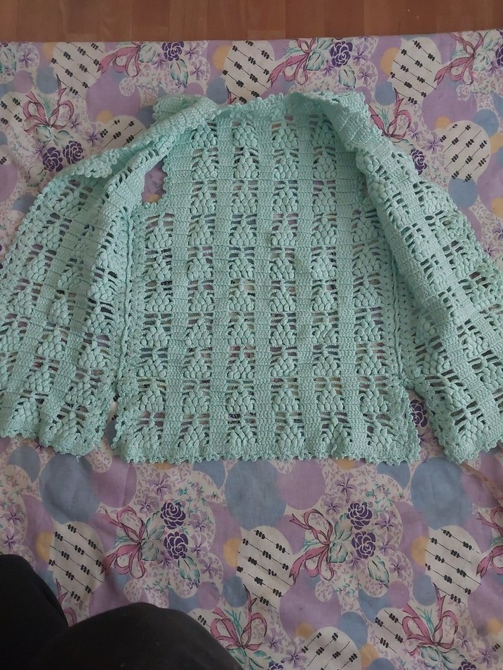 Kız Çocuk yeşil örgü yelek - Görsel 5