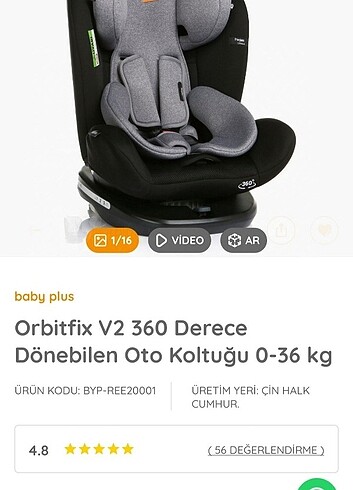 Baby plus orbitfix isofixli oto koltuğu 