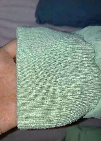 mavi mint yeşili şişme mont - Görsel 5