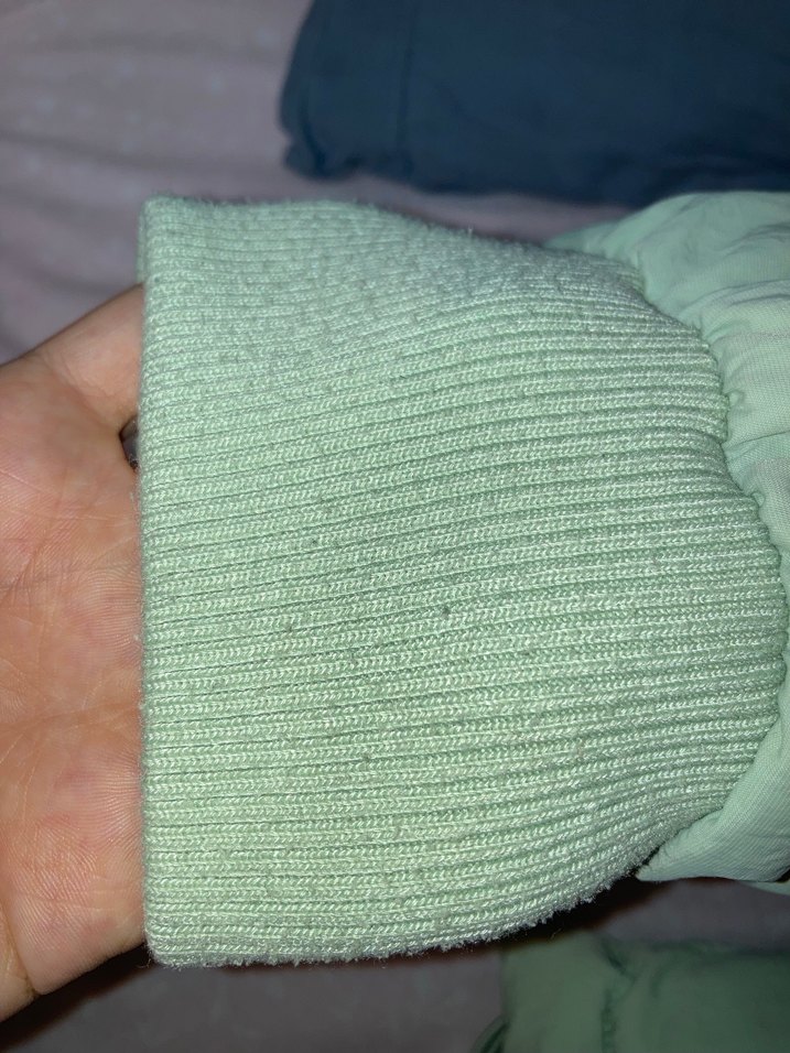 mavi mint yeşili şişme mont - Görsel 5