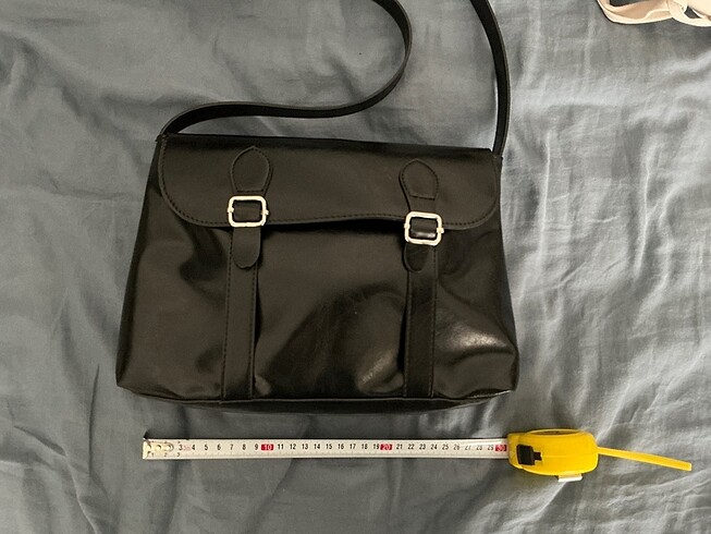 siyah suni deri çapraz ve omuz çantası - Görsel 5