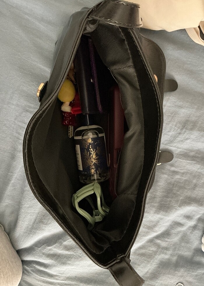 siyah suni deri çapraz ve omuz çantası - Görsel 2