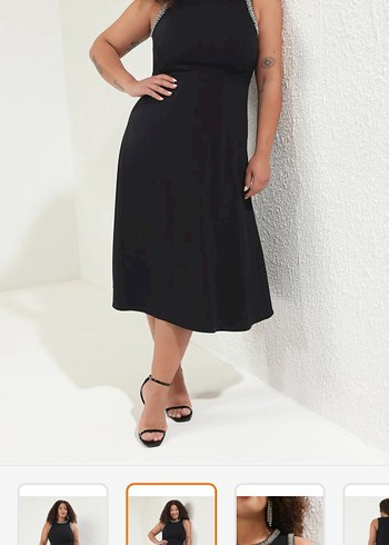 Trendyol & Milla Siyah Strappy Midi Gotik Abiye Elbise