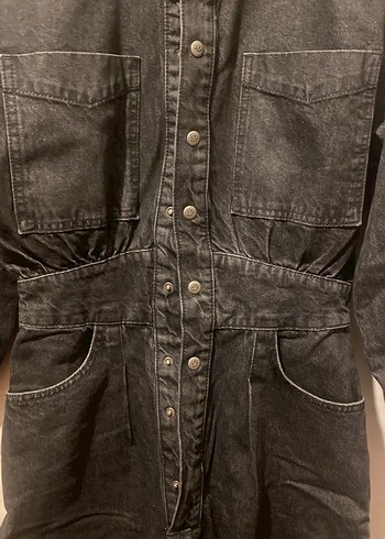 38 Beden Düğmeli Kadın Denim tulum